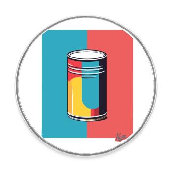 Pop Art and a Colorful Tin - Round  fridge magnet - white - Front