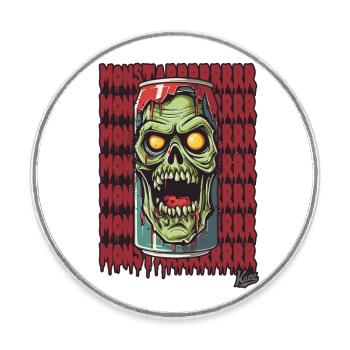 Monster Zombie Getränke Dose - Runder Kühlschrankmagnet - Weiß - Vorne
