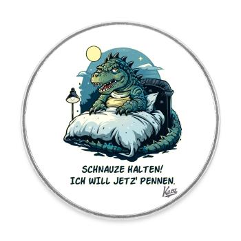 Crocodile alligator au lit, museau je veux dormir - Magnet rond - blanc - Devant