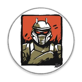 Mecha Mechanical Sci-Fi Robot - Round  fridge magnet - white - Front