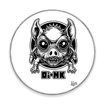 Giga Schwein Alien Mutant sagt Oink - Runder Kühlschrankmagnet - Weiß - Vorne