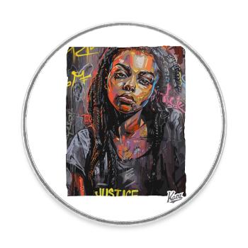 African heritage: Girls need justice - Round  fridge magnet - white - Front