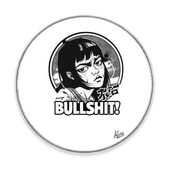 Japanese Cartoon Girl Says Bullshit - Runder Kühlschrankmagnet - Weiß - Vorne