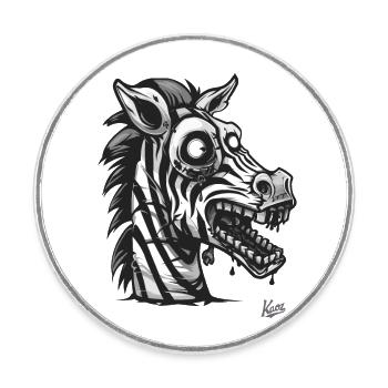 Tired sick funny funny zombie zebra - Round  fridge magnet - white - Front