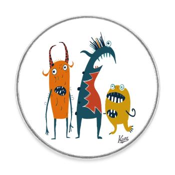 A comical, funny troupe of strange monsters - Round  fridge magnet - white - Front