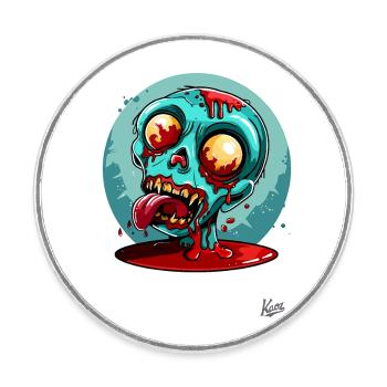 Visage de ketchup zombie paresseux - Magnet rond - blanc - Devant