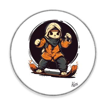 Animaux de la vieille école Snowboard - Magnet rond - blanc - Devant