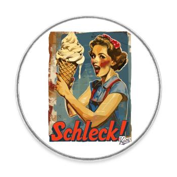 Chère dame avec une énorme glace gaufrée - Magnet rond - blanc - Devant