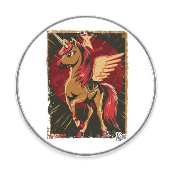 Süßes Einhorn: Flügel, Glitzer und Zauber - Runder Kühlschrankmagnet - Weiß - Vorne