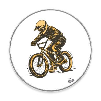 Retro Vintage Old-School BMX - Runder Kühlschrankmagnet - Weiß - Vorne
