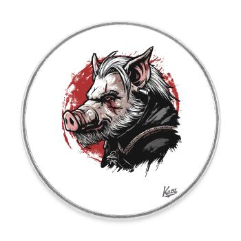 The mystical boar-sow-pig-sorcerer type - Round  fridge magnet - white - Front