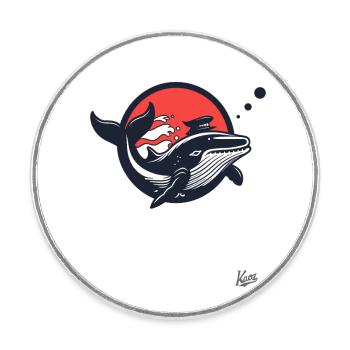 Seafarer Sailor Whale - Round  fridge magnet - white - Front