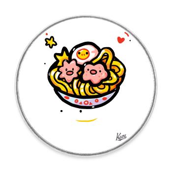 Kawaii Ramen Suppe - Runder Kühlschrankmagnet - Weiß - Vorne