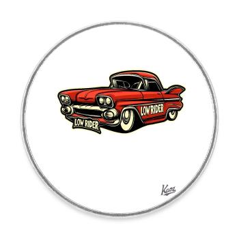 Cholo Classic Car: Lowrider-Legende auf der Straße - Runder Kühlschrankmagnet - Weiß - Vorne