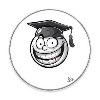 Funny Graduation Hat: Face of Genius - Round  fridge magnet - white - Front