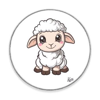 Cute little sheep - Round  fridge magnet - white - Front