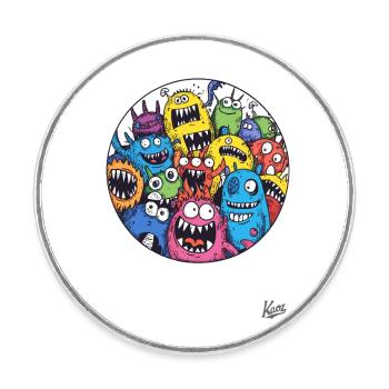 Lustige Monster-Freunde - Runder Kühlschrankmagnet - Weiß - Vorne