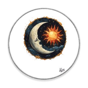 The sleeping moon, the sun and the stars - Round  fridge magnet - white - Front