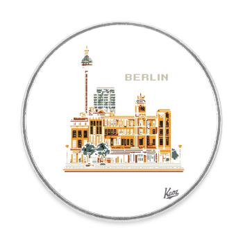 Pixel Berlin - Round  fridge magnet - white - Front
