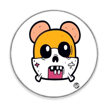 Cartoon Skull: Mouse Danger! - Round  fridge magnet - white - Front
