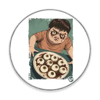 Angry child with eye soup, a soup clown - Round  fridge magnet - white - Front