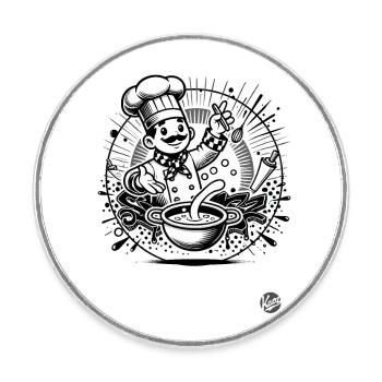Le Chef - le chef en cuisine - Magnet rond - blanc - Devant
