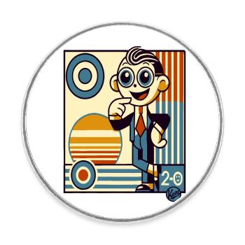 Retro Cartoon Gentleman in the Style of 20s Deco Art - Round  fridge magnet - white - Front