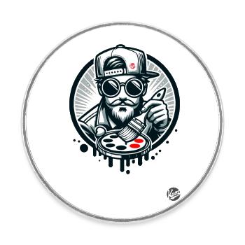 Street art artist with color palette - Round  fridge magnet - white - Front