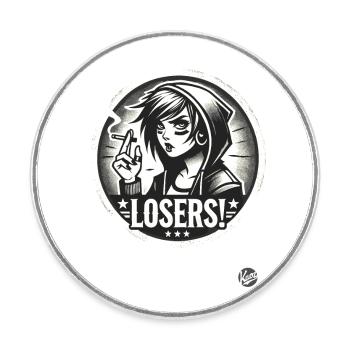 Edgy Alternative Goth Punk Girl : Losers - Magnet rond - blanc - Devant
