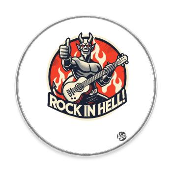 Devilish Guitar Player – Rock in Hell - Round  fridge magnet - white - Front