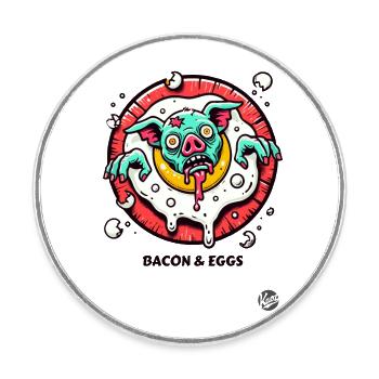 Fried egg and bacon pork for breakfast - Round  fridge magnet - white - Front
