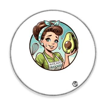 1950s Retro Housewife with Large Avocado - Round  fridge magnet - white - Front