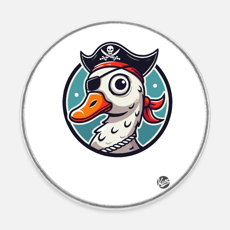 Pirate goose with eye patch - Round  fridge magnet - white