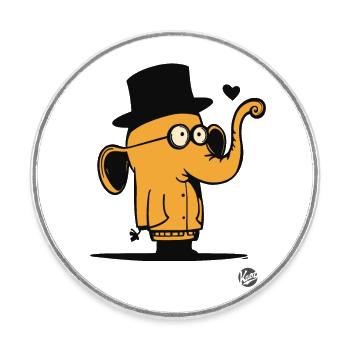 Cute Orange Cartoon Elephant Design - Round  fridge magnet - white - Front