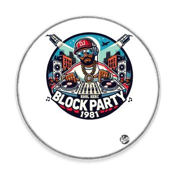 1980s Hip-Hop DJ Block Party - Round  fridge magnet - white - Front
