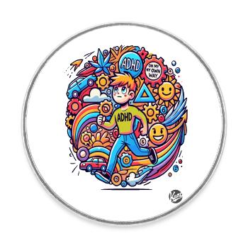 On my own path with ADHD - Round  fridge magnet - white - Front