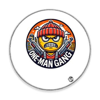 Funny parody: One-man gang - Round  fridge magnet - white - Front