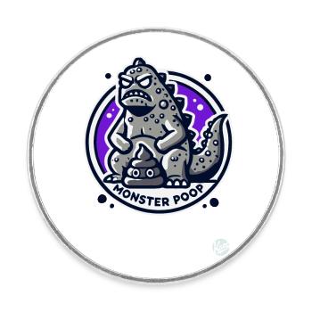 Kaiju-Monster-Kacke-Haufen - Runder Kühlschrankmagnet - Weiß - Vorne