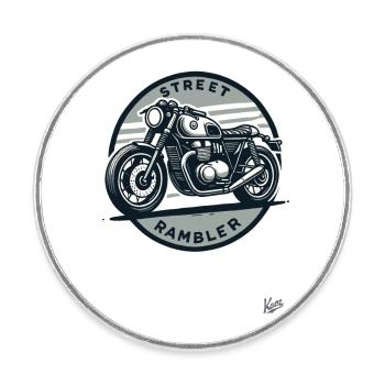 Street Walker - Café Racer Retro Motorcycle - Round  fridge magnet - white - Front