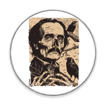 Histoires d’horreur d’Edgar et du corbeau - Magnet rond - blanc - Devant