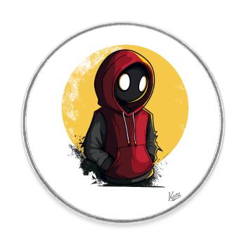 Mysteriöse Comic Figur im roten Hoodie - Runder Kühlschrankmagnet - Weiß - Vorne