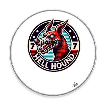 The dog from hell, a hellhound - Round  fridge magnet - white - Front
