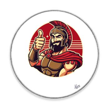 Leo le guerrier spartiate de Nidas avec le pouce levé - Magnet rond - blanc - Devant