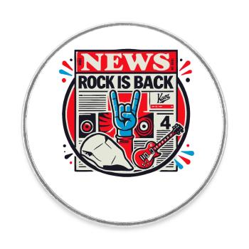 Zeitung Nachrichten: Rock-Musik ist zurück - Runder Kühlschrankmagnet - Weiß - Vorne