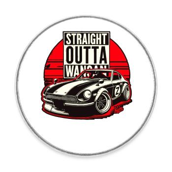 Direkt aus Wangan: Z Teufel Auto JDM Rennwagen - Runder Kühlschrankmagnet - Weiß - Vorne