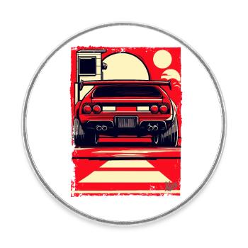 Voiture de sport - Magnet rond - blanc - Devant