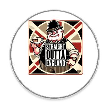 Union Jack anglais, thé grand-père Barry et biscuits - Magnet rond - blanc - Devant