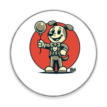 Chic Dressed Dog with a Balloon - Round  fridge magnet - white - Front