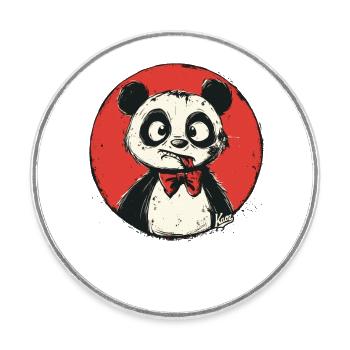 Cute and Crazy Panda - Round  fridge magnet - white - Front