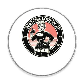 Femme punk cool avec les pouces vers le haut - Magnet rond - blanc - Devant